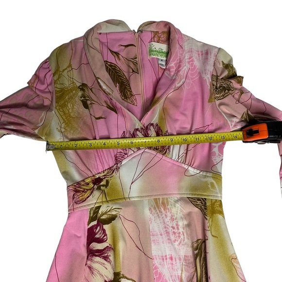 Le Shack by Tracy Feith Pink/Green Floral Tie Dress 4 - Picture 7 of 10